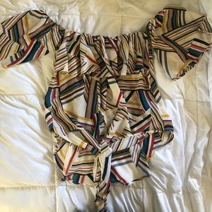 Off the shoulder tie front top